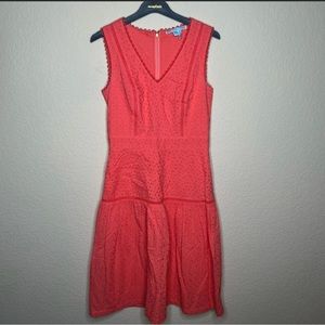 Coral Eyelet MIDI Dress